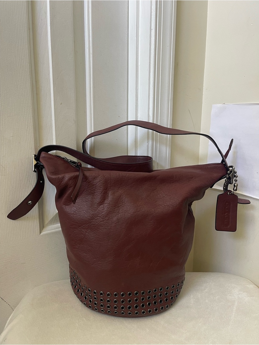 Coach Burgundy Bleecker duffle bag Leather Grommet